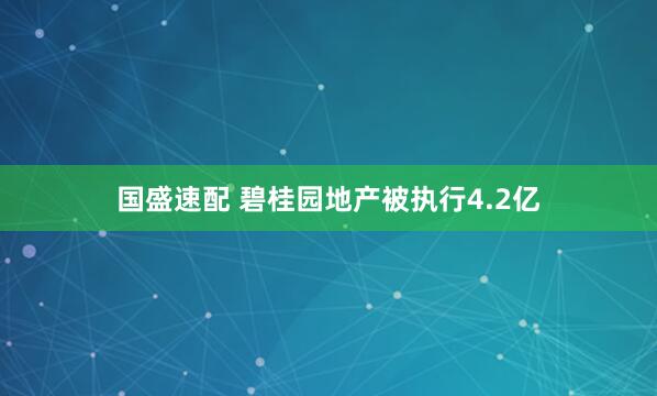 国盛速配 碧桂园地产被执行4.2亿
