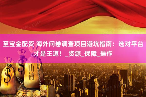 至宝金配资 海外问卷调查项目避坑指南：选对平台才是王道！_资源_保障_操作