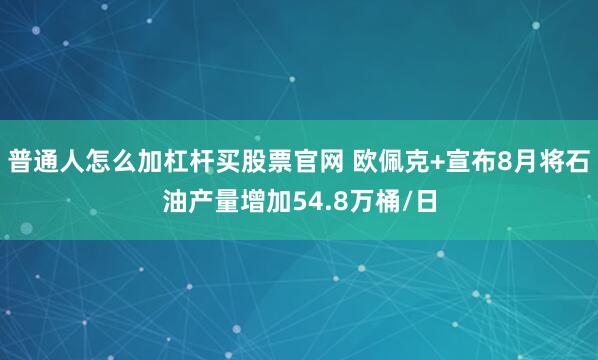 普通人怎么加杠杆买股票官网 欧佩克+宣布8月将石油产量增加54.8万桶/日