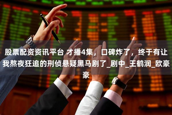 股票配资资讯平台 才播4集，口碑炸了，终于有让我熬夜狂追的刑侦悬疑黑马剧了_剧中_王鹤润_欧豪
